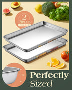 Baking Sheet Set of 2, Commercial Grade Stainless Steel Cookie Sheets for Baking, 18 x 13 Inch Thicker Large Baking Pans Oven Tray, Warp Resistant Nonstick Half Sheet Pan, Nontoxic & Heavy Duty