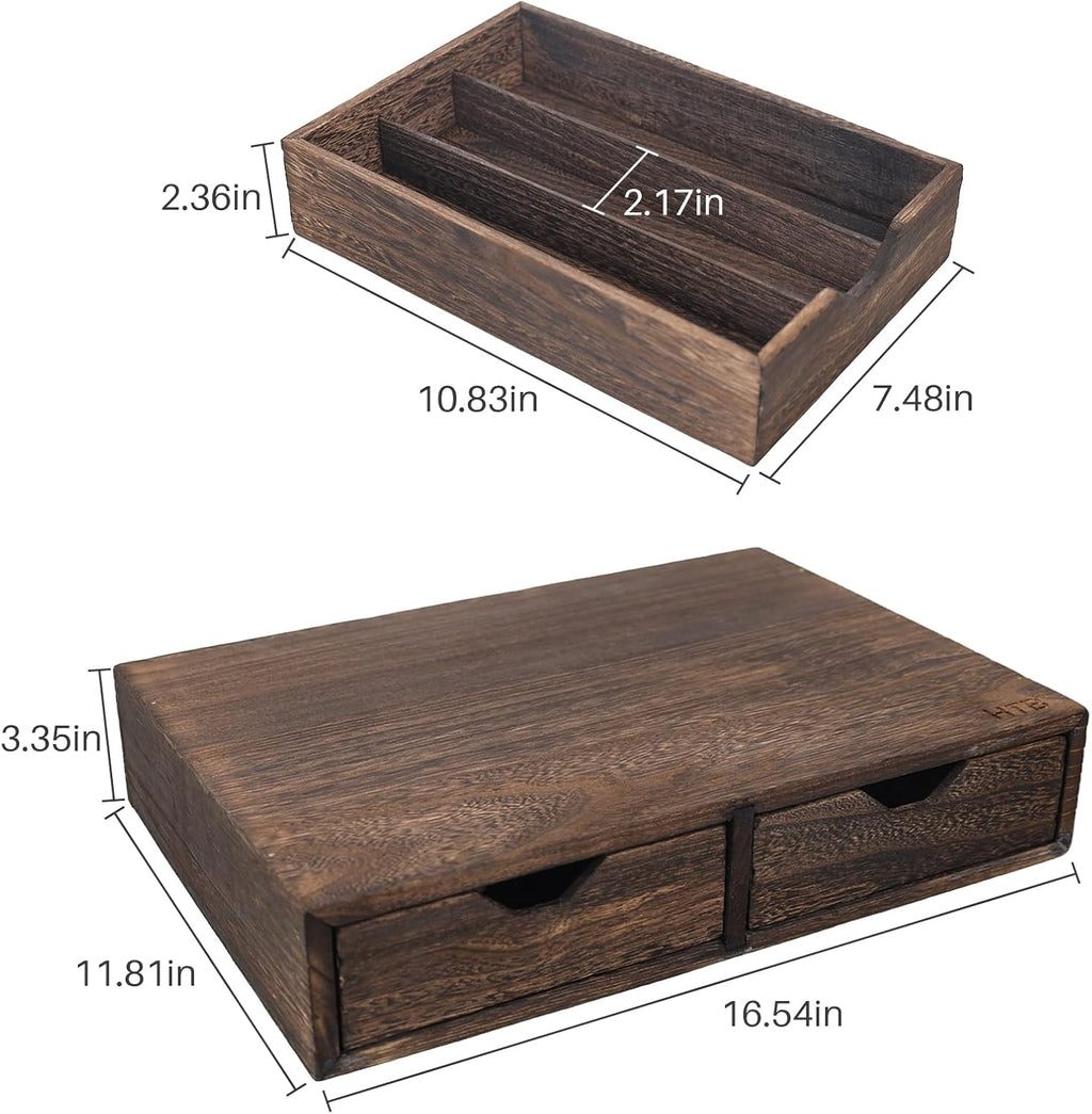 HTB K Cup Holder Compatible with K Cups,Coffee Pod Holder Holds Up 30 Cups,K Cup Organizer Storage Drawer (Wood-b)