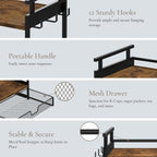 Coffee Bar Organizer, 3 Tier Coffee Station Organizer for Countertop, Mug Cup Holder Stand with 12 Hooks, with K Cup Storage Drawer, Tea Organizers Accessories for Home Office