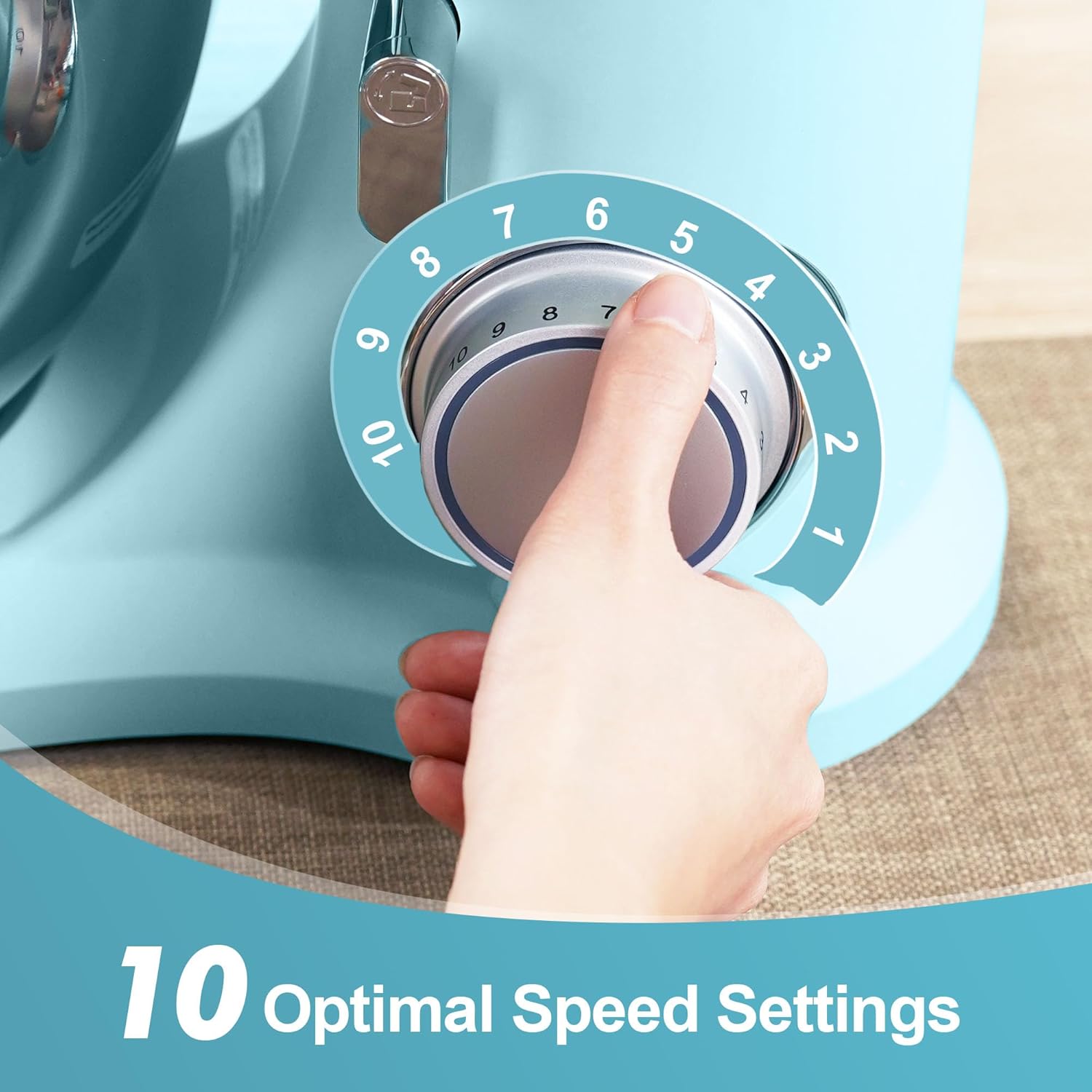 Kitchen in the box 7QT 900W 10-Speed Stand Mixer, Tilt-Head Kitchen Electric Mixer with Dough Hook, Whisk & Flat Beater(Blue)