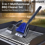 Nylon Grill Brush No Wire Bristle Barbecue Brush Grill Cleaning Kit, Safe Grill Scraper Brush for Outdoor Grill Cleaner with Hole, BBQ Brush Accessories Clean Cool Grates, Gift for Men/Dad 2-Piece Set