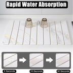 2 PCS Large Stone Dish Drying Mat for Kitchen Counter, , Marbled Water Absorbing Diatomaceous Earth Drying Pad for Countertop Bottles Utensils Cups 24"x16"& 8"x4"