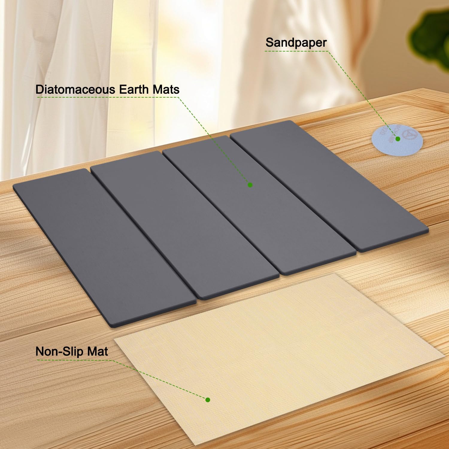 Large Dish Drying Mat for Kitchen Counter,24"×16"Fast Dry Pad Absorbent Countertop Mat, Heat-resistant Mat,Diatomaceous Earth Mats,Gray