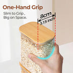 ComSaf 0.7 Qt Rectangle Glass Storage Containers with Lids, Glass Jars with Bamboo Lids, Clear Food Jar, Sugar Coffee Containers, Small Pantry Storage Container for Tea Candy Nuts Spices Oat