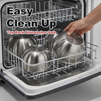 3-Piece Stainless Steel Mixing Bowls Set (6.69" 7.48" 8.27" inch) - Food Grade 304 with Measurement Marks, Dishwasher Safe & Stackable - Perfect for Baking, Salad Making, Meal Prep and Kitchen Use