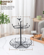 Rotating Mug Tree for Countertop | Decorative Bird & Nest Mug Holder with Storage Basket | Holds 6 Mugs & Pods | 360° Spinning Coffee Cup Rack for Kitchen, Coffee Bar Accessories & Home Décor