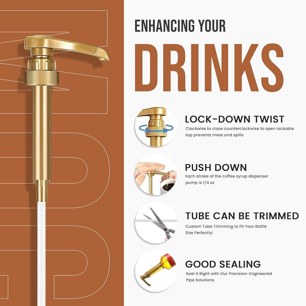 Jimoco® Syrup Pump Dispenser + Torani® Brown Sugar Cinnamon Syrup, 25.4 oz - Coffee Syrup Pump & Flavoring Bundle