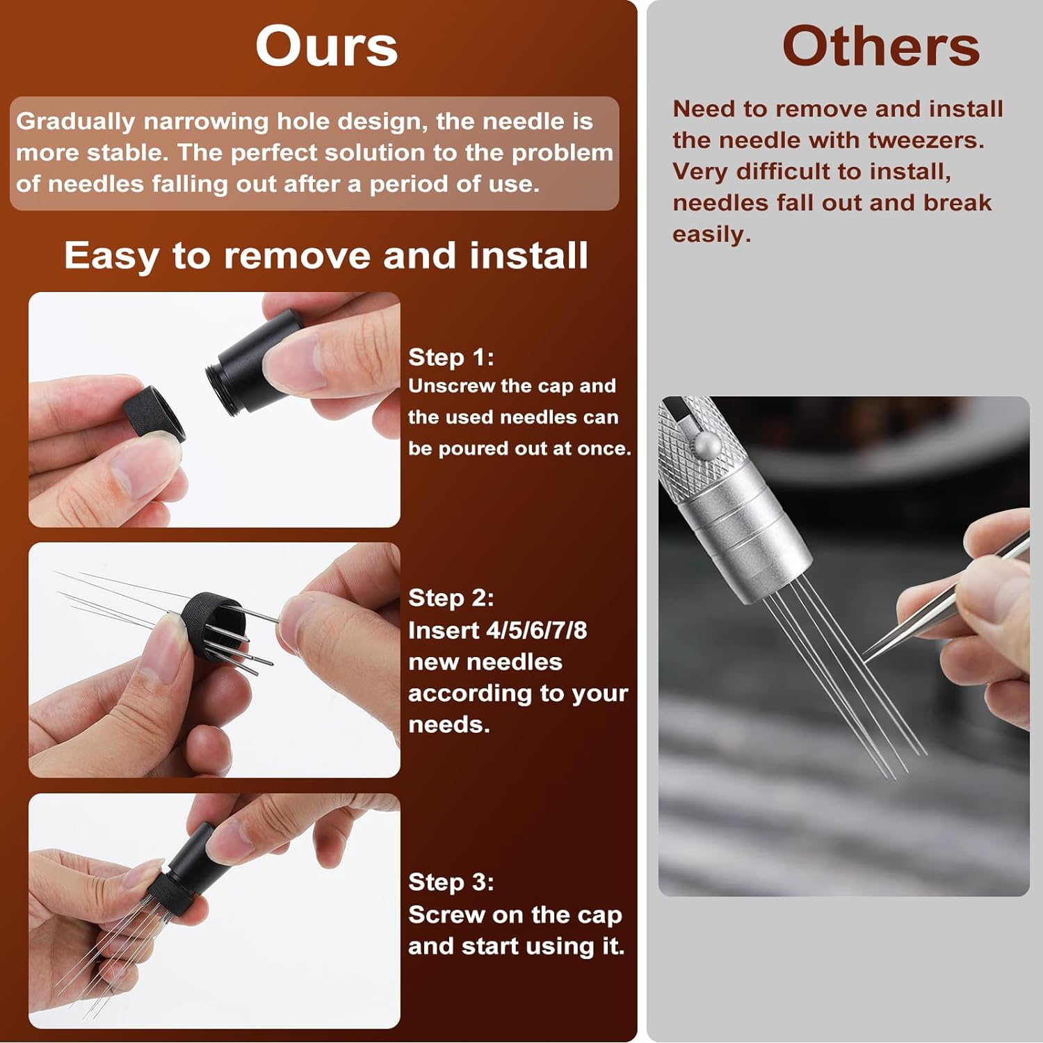 WDT Tools Espresso Puck Screen, 53mm Espresso Accessories Kit - 150μm Puck Screen Set, 0.25mm 316 Stainless Steel 8 Needles Coffee Distribution Stirrer, Portafilter Dosing Ring for Barista Black