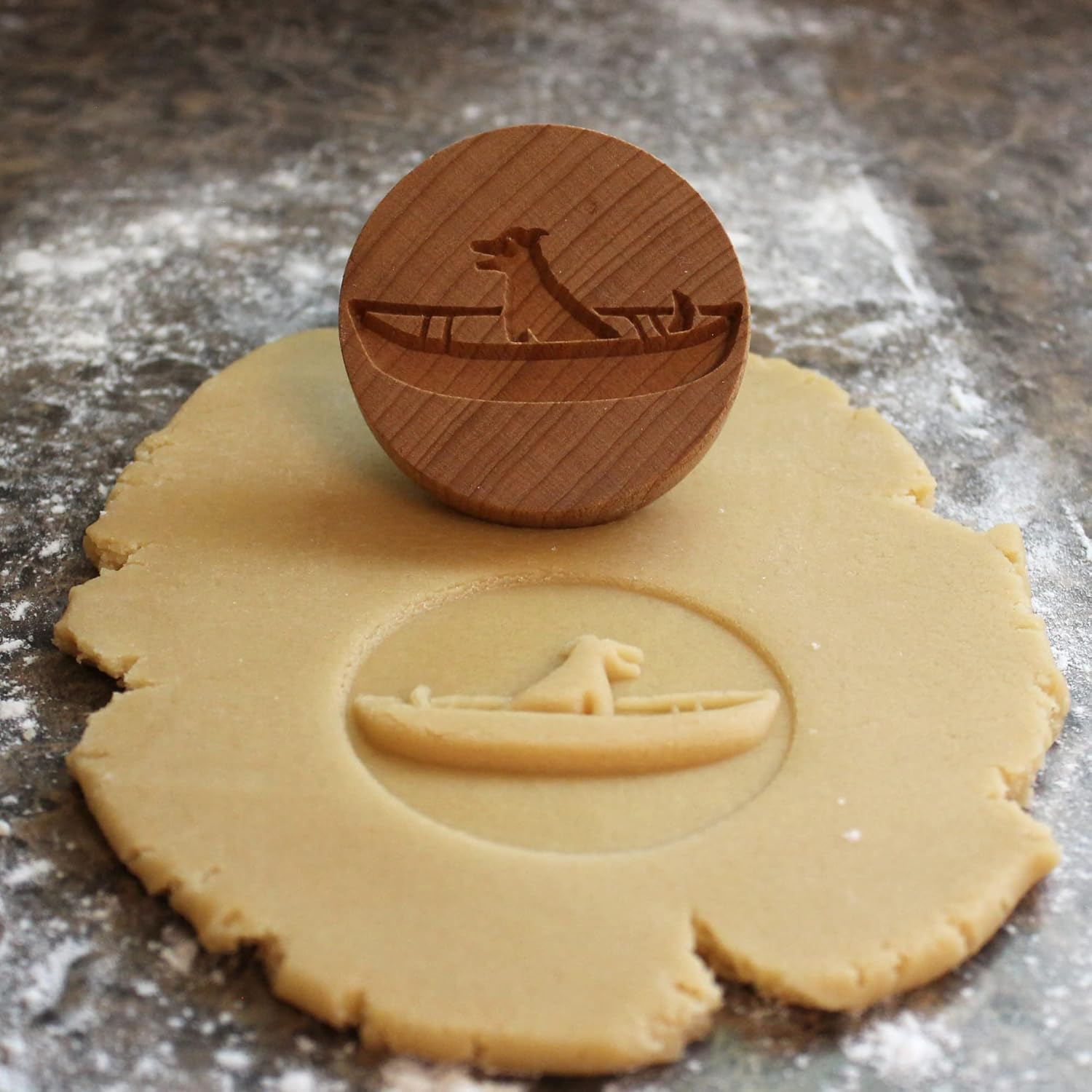 Wood Cookie Stamp, 2.5 Inch (Boating Dog CS-067)