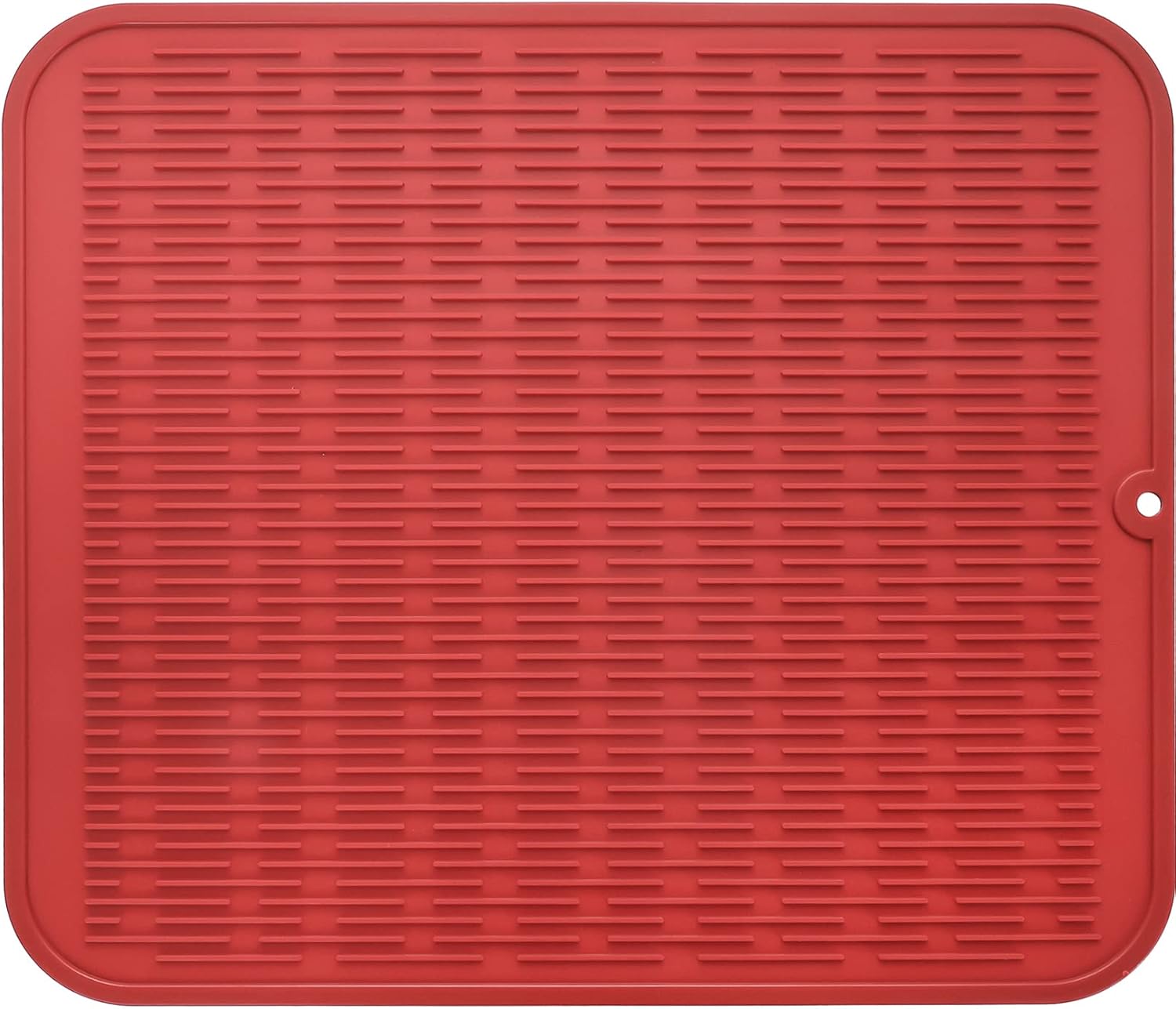 Silicone Dish Drying Mat for Multiple Usage,Easy clean,Eco-friendly,Heat-resistant Silicone Mat for Kitchen Counter or Sink,Refrigerator or Drawer Liner Red XL 18 inches x 16 inches