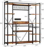 IRONCK Large Bakers Rack with Power Outlet, 62 Inch Wide Microwave Stand, Coffee Bar with Storage, Kitchen Racks and Shelves
