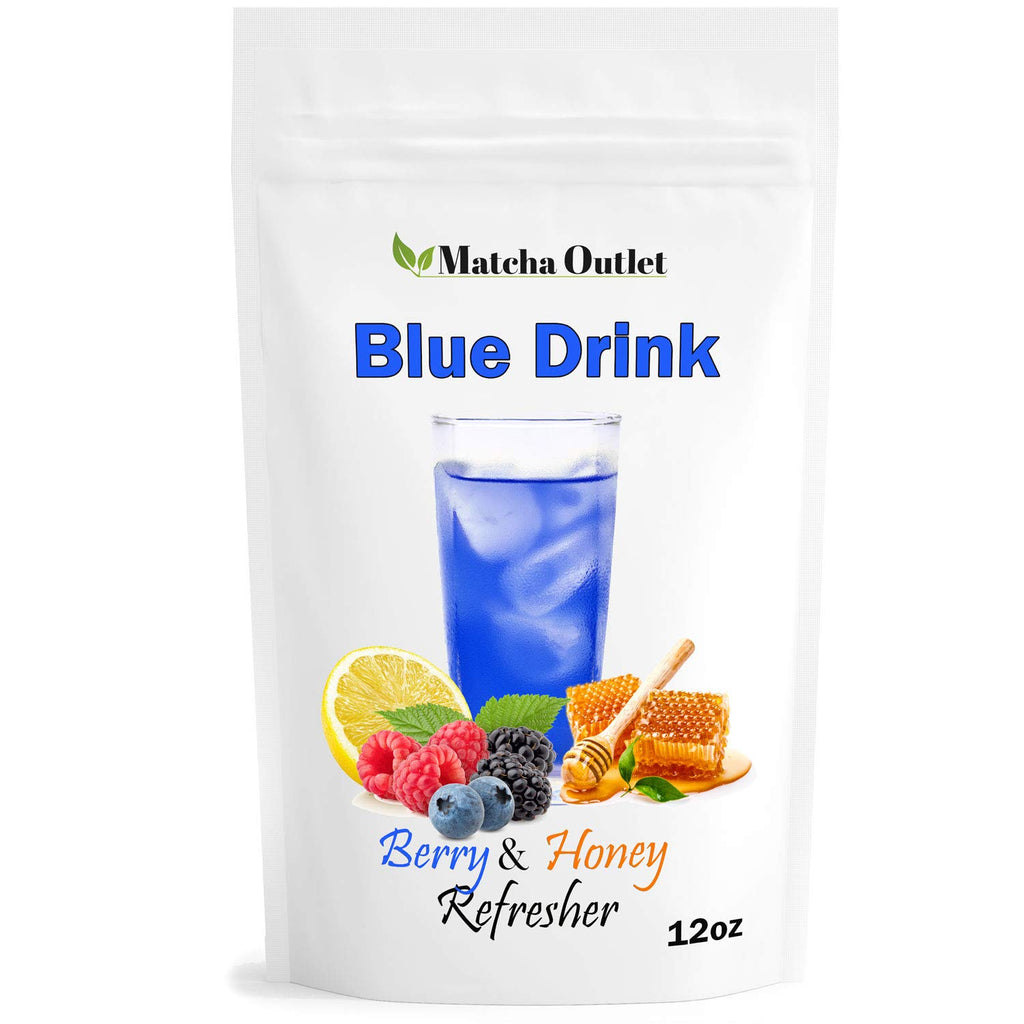Blue Drink Spirulina Powder, Berry & Honey Refresher 12oz Blue Drink Mix Natural Food Colorant Perfect for Ice Mix Yogurts Baked Treats Loaded Tea Bubble Tea