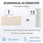 Homaxy 100% Cotton Terry Kitchen Towels(Beige, 13 x 28 inches), Checkered Designed, Soft and Super Absorbent Dish Towels, 6 Pack