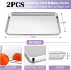 E-far Large Baking Sheet with Wire Rack (2 Pans + 2 Racks), 20 x 14 Inch Stainless Steel Cookie Pans Tray & Cooling Rack for Baking, Non Toxic & Heavy Duty & Rust Free, Oven & Dishwasher Safe