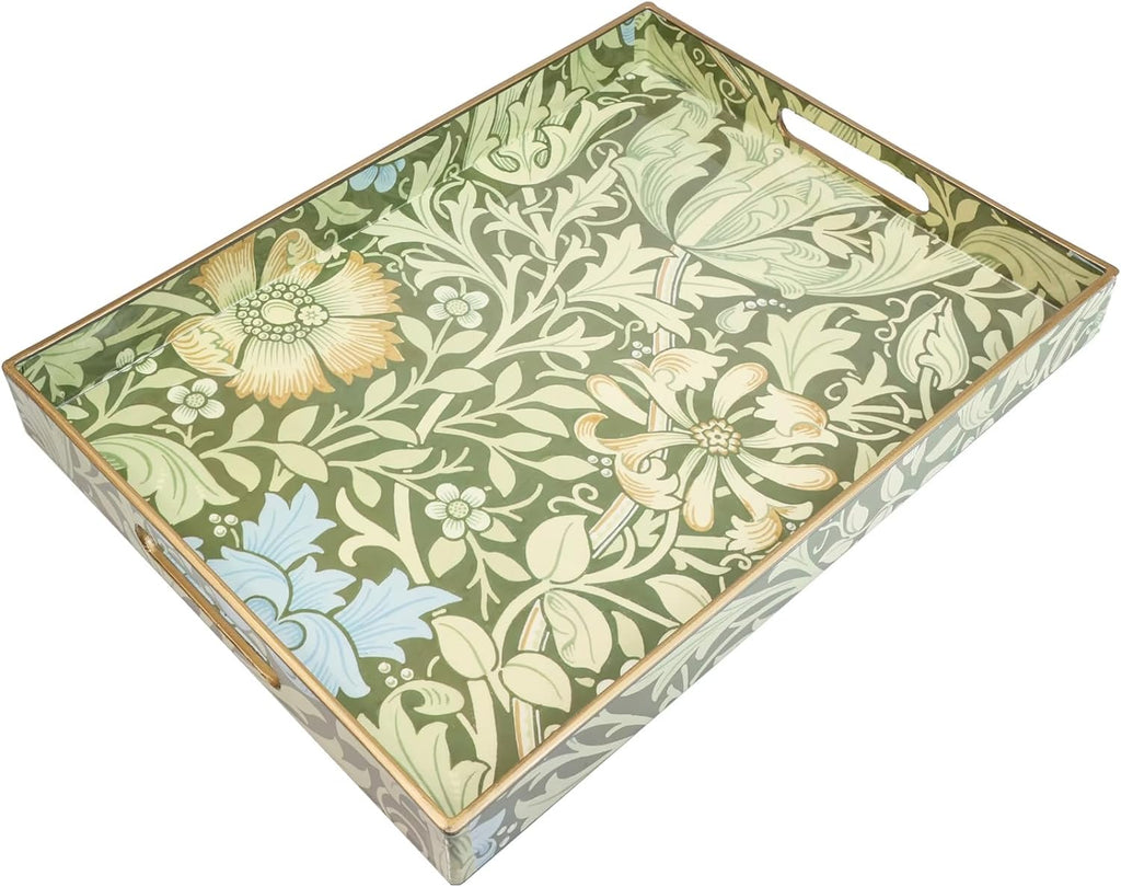 Spsyrine Serving Tray with Handles, Plastic Decorative Tray for Coffee Table, Living Room, Home Decor, 3040C