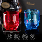 KAMMAK Crystal Whiskey Glasses Set of 2, 7oz Old Fashioned Glasses Stemless, Hand Blown Colored Cocktail Glasses, Engagement Gifts for Couples, Women, Men