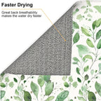 Green Leaves Dish Drying Mat, Highly Absorbent Microfiber Kitchen Counter Pad Reusable Washable, 16*18"