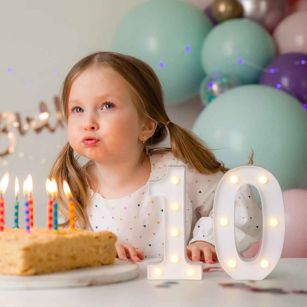 Foaky Decorative Led Marquee Light Up Number, Marquee Light Up Number Sign for Night Light Wedding Birthday Party Christmas Home Bar Decoration Number(0)