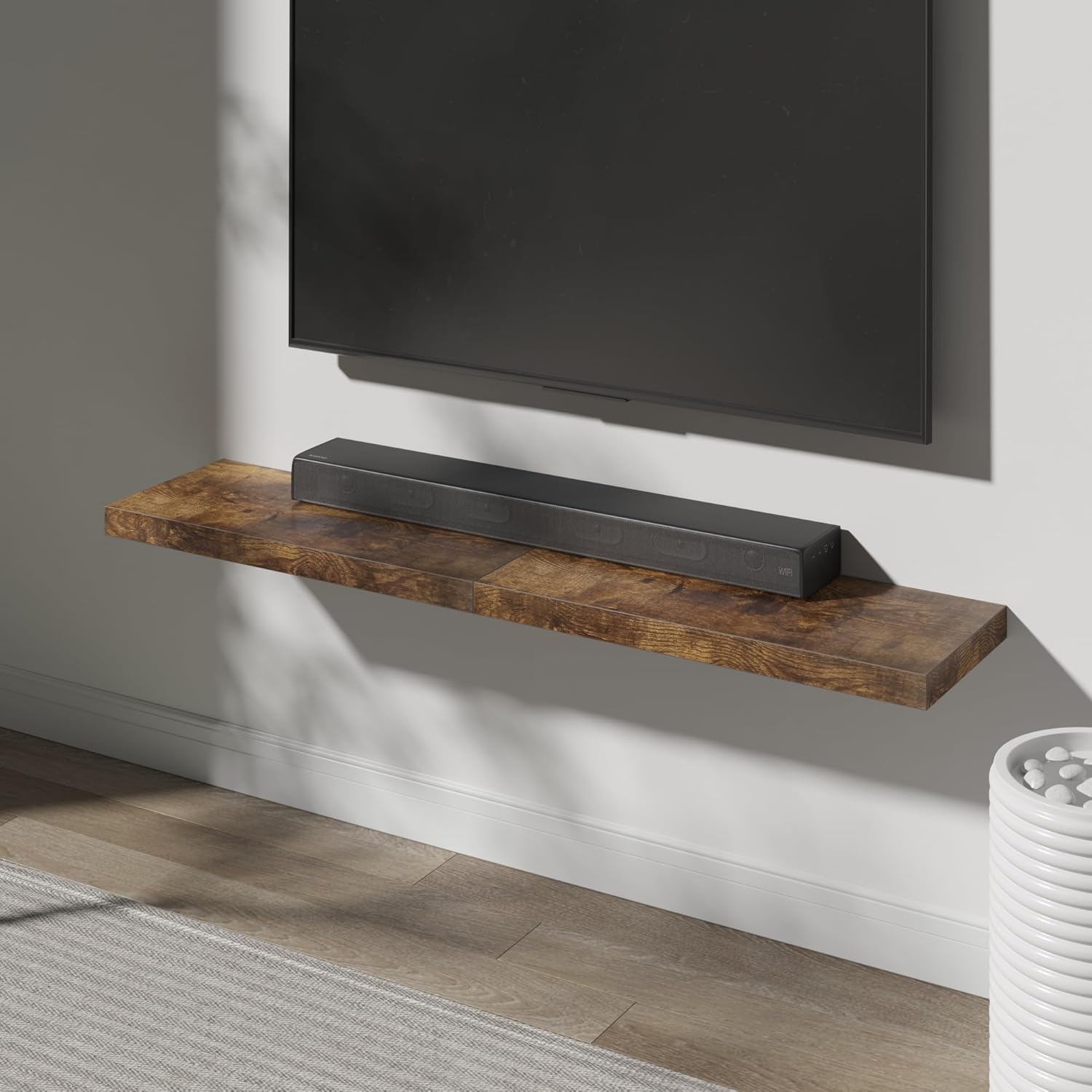 Floating Shelf, Set of 1 Wall Shelf, 30 in W x 12.75 in D x 2 in H Wooden Floating Wall Shelf with Invisible Brackets for Living Room/Bedroom/Bathroom/Kitchen Storage and Decor, Rustic Brown