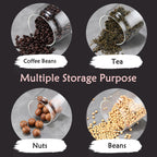 LOEZ Coffee Bean Storage Container Airtight, Lid Sealed with Press-Down Vacuum, Borosilicate Glass Coffee Canister, Food Storage, Coffee Bar for Ground Coffee, Tea, Beans, Spices (Large - Gray)