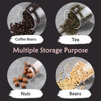 LOEZ Coffee Bean Storage Container Airtight, Lid Sealed with Press-Down Vacuum, Borosilicate Glass Coffee Canister, Food Storage, Coffee Bar for Ground Coffee, Tea, Beans, Spices (Large - Clear)