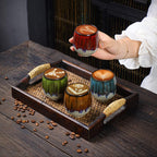 Espresso Cups Ceramic Kiln-Change Small Espresso Coffee Cup Spirits Cups Tasting Cups Ceramic Mate Cup Set of 4 (4 colors)