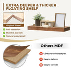 24x8x1.6 inch Floating Shelves Set of 2 – Solid Wood Rustic Brown Wall Mounted Shelf for Kitchen, Bathroom, Living Room