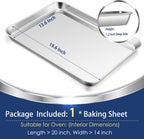 P&P CHEF 19.6 Inch Baking Cookie Sheet, Oven Pan Tray Stainless Steel Sheet Pan for Kitchen, Oven Bakeware for Multi Uses, Shiny Look & Dishwasher Safe, Healthy & Heavy Duty, 1Pc