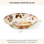 MACKENZIE-CHILDS Pie Plate, Pie Pan for Baking and Serving, Wild Rose White