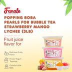Fanale Strawberry Mango Lychee Popping Boba Pearls, Vegan, Non GMO, Gluten Free, Fat Free, Perfect for Bubble Tea, Smoothies, Ice Cream, Desserts, and Beverages 3 lb (1 lb X 3)