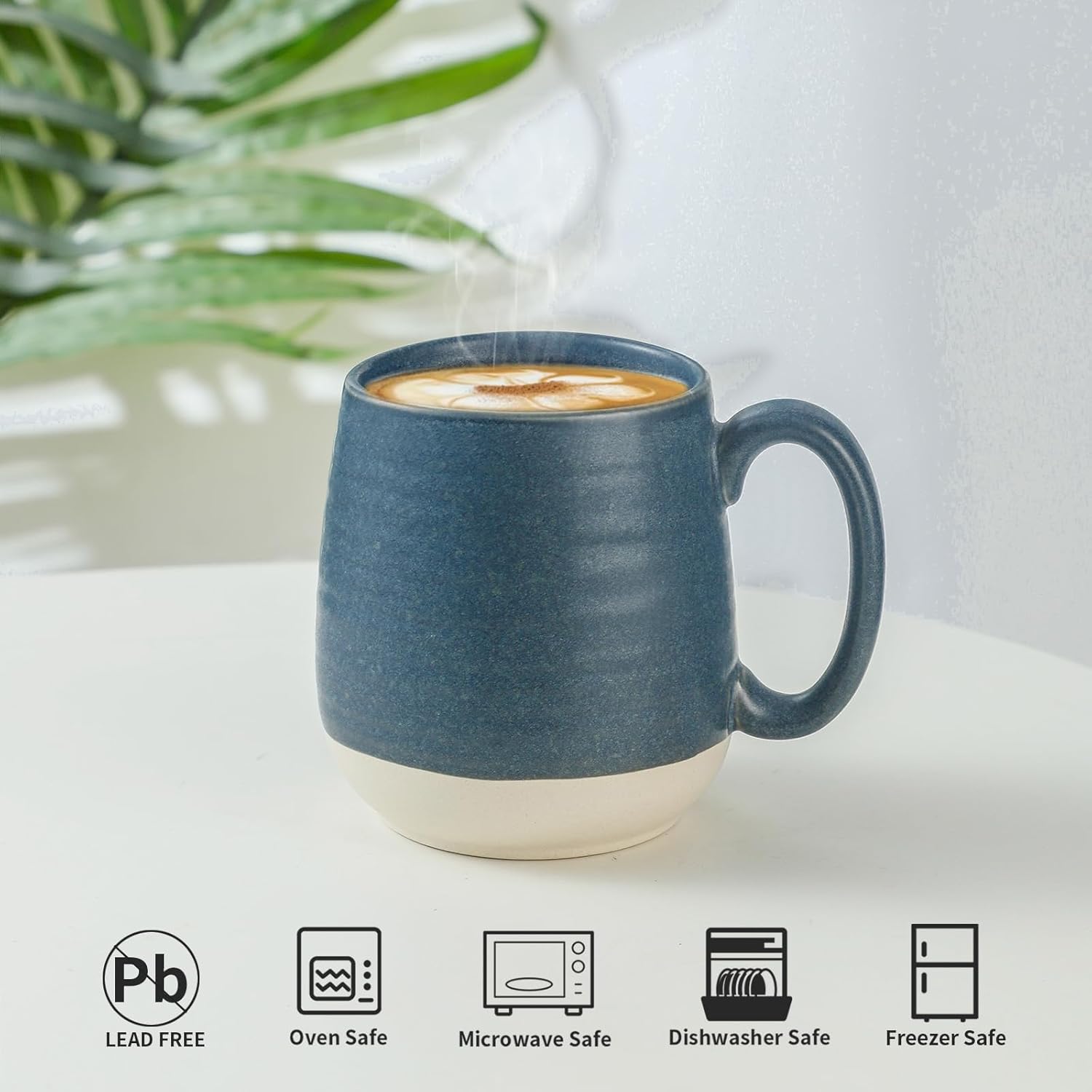 Hasense Coffee Mugs, 20 oz Oversized Coffee Cups Ceramic, Tea Cup with Handle for Coffee Cappuccino Soup Latte Hot Cocoa, Holiday Gift Mugs for Women and Men, 1 PCS(Deep Blue)