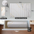 2 PCS Large Stone Dish Drying Mat for Kitchen Counter, , Marbled Water Absorbing Diatomaceous Earth Drying Pad for Countertop Bottles Utensils Cups 24"x16"& 8"x4"