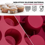 Nalchios Silicone Muffin Pan 12 Cups Deep Jumno, Chocolate Molds Silicone, Nonstick BPA Free Silicone Baking Molds, Dishwasher & Microwave Safe Muffin Tin, Easy To Use and Clean Candy Molds