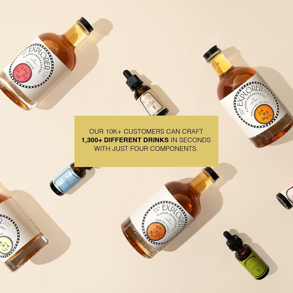 Explorer Caramel Coffee Syrup Flavor, All Natural Gluten Free Flavoring, with Himalayan Sea Salt for Drinks, Lattes, Cocktails & Shakes, 12.7 fl oz