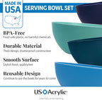 US Acrylic Vista Durable Plastic Salad and Serving 10-inch Bowls | Set of 4 in Coastal Colors | Reusable, BPA-free, Made in the USA | 135 oz. capacity