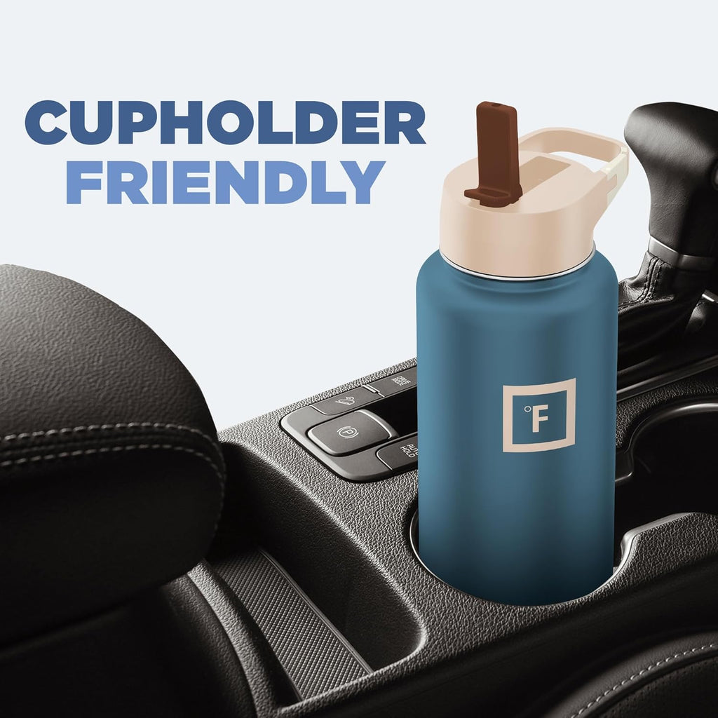 IRON °FLASK Camping & Hiking Hydration Flask with Straw Lid & Boot - Stainless Steel, Double Walled & Vacuum Insulated Water Bottle - Leak Proof & BPA Free (Desert Oasis, Straw - 22 oz)