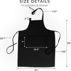 RAJRANG 100% Cotton Cooking Apron with 3 Pockets Kitchen Chef BBQ Adjustable Bib Aprons for Women Men
