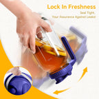 Mason Jar Pitcher, 64 OZ Glass Pitcher with Lid Double Leak-proof with Handle Water Jug Wide Mouth Breast Milk Pitcher Fridge Container for Water, Juice, Iced Coffee, Tea, Juice - Blue