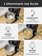 Stand Mixer, 9.5 Qt 660W, 6-Speed Tilt-Head Food Dough Mixer, Electric Kitchen Mixer with Dough Hook, Flat Beater & Wire Whisk, Mixing Bowl (9.5-QT, Black)