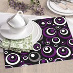 Purple White and Black Circle Pattern Dish Drying Mat, Absorbent Microfiber Decorative Kitchen Counter Mat, 16x18 inch Polyester, Absorption, Foldable, for Dishes Utensils Small Appliances, Home Decor