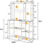 SUPERJARE Large Bakers Rack with Power Outlets, 6-Tier Microwave Stand, Coffee Bar with 12 S-Shaped Hooks, Kitchen Shelf with Wire Basket, 39.3 x 15.5 x 66.9 Inches, White