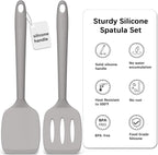 Coukre 2 Pack Silicone Spatula Set, High Heat Resistant, BPA Free Kitchen Spatula, Solid & Slotted Turner for Non-Stick Pans, Sautéing, and Flipping (2, PureGray)