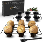 EVODAE® Popover Pans in Holiday Gift Box – Set of 2, 12 Cup (2x6) Nonstick Pro-Grade Carbon Steel Bakeware – Strong Built Metallic Cups – PFOA & PTFE Free – Great Gift for Bakers & Holiday Meals