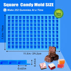 50 Cavities Mini Square Silicone Candy Molds -Square Hard Candy Mold for Hard Candy, Chocolate, Gummy, Caramel, Ganache, Ice Cubes.2 Packs- Blue&Green