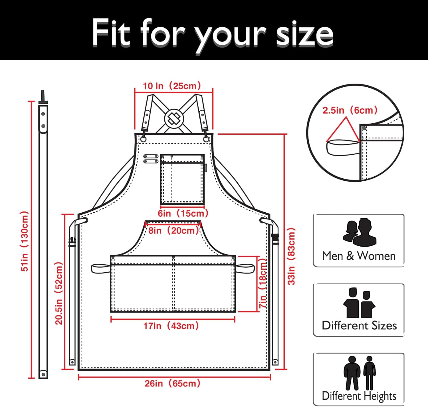 10 Pack Kitchen Aprons, Work Apron, Canvas, Multiple Pockets, Gardening, Painting, BBQ, Artist, Carpenter, Sizes M to XXL, Black