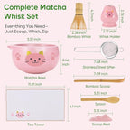 Matcha Whisk Set, 8Pcs Matcha Set for Ceremony, Matcha Whisk and Ceramic Bowl with Matcha Scoop & Sifter and All Accessories for Breakfast, Afternoon Tea, Ideal Gift Christmas, Anniversary