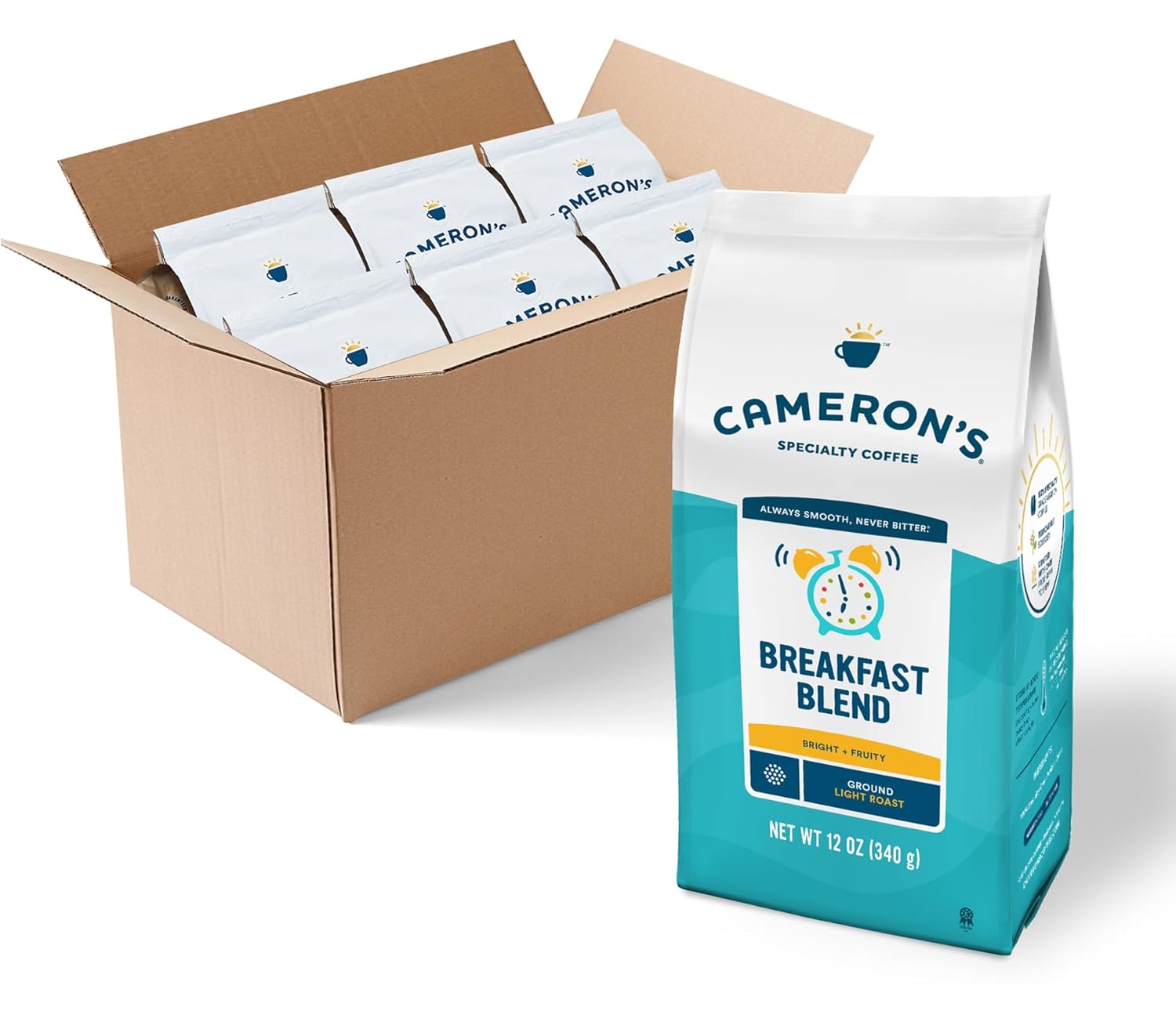 Cameron's Coffee Roasted Ground Coffee Bag, Breakfast Blend, 12 Ounce (Pack of 6)