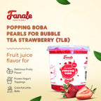 Fanale Strawberry Popping Boba Pearls, Vegan, Non GMO, Gluten Free, Fat Free, Perfect for Bubble Tea, Smoothies, Ice Cream, Desserts, and Beverages.