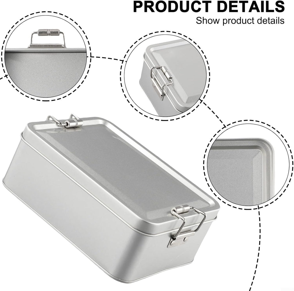 Metal Tin Box, Tinplate Metal Storage Tins Tea Container Rectangular Cookie Box With Lids For Storaging Cookies Snowflake Pastries Tea(M)