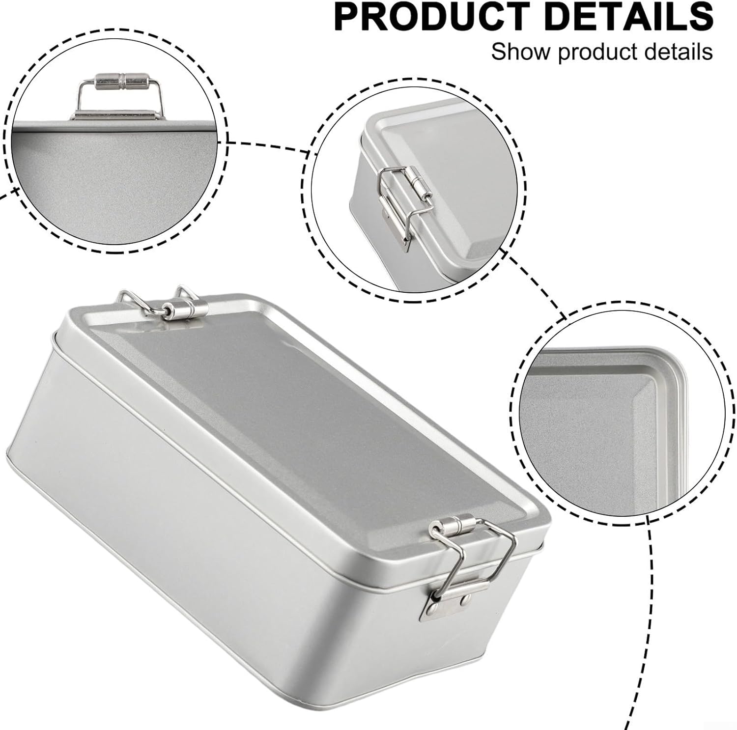 Metal Tin Box, Tinplate Metal Storage Tins Tea Container Rectangular Cookie Box With Lids For Storaging Cookies Snowflake Pastries Tea(M)